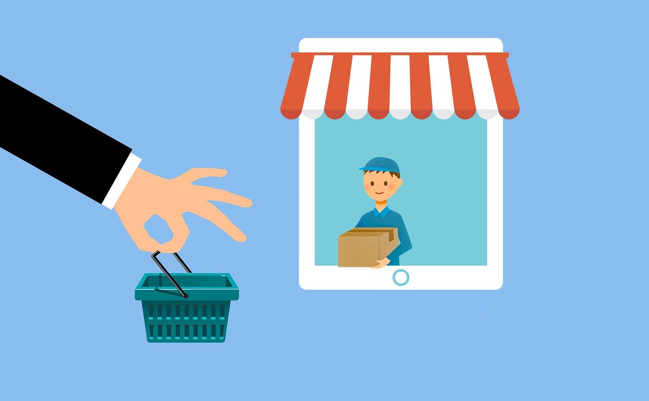 buying a basket of goods at shop