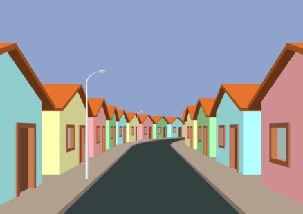 3d drawing of a street with property